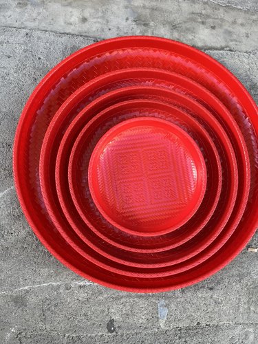 塑料筛子圆簸箕家用竹编