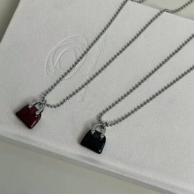 甜酷辣妹小众包包吊坠圆珠长款项链时尚简约高级感潮流毛衣链女