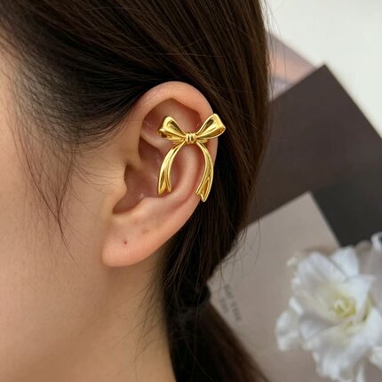 时尚百搭简约蝴蝶结无耳洞耳骨夹甜美气质少女感ins风小众耳饰女