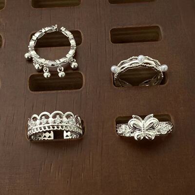 时尚高级感蝴蝶皇冠开口可调节戒指小众设计ins风百搭指环新款潮