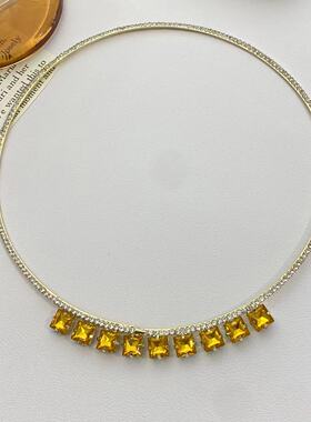 优雅高级感超闪水钻金属项圈时尚欧美个性甜酷颈链潮流设计饰品