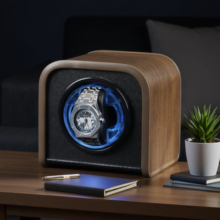 机械表自动摇表器家用木纹一表位炫彩灯光蓝牙转表器上链器手表盒