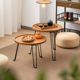 折叠小圆桌子庭院家用圆形创意沙发边茶几户外阳台迷你咖啡桌竹木