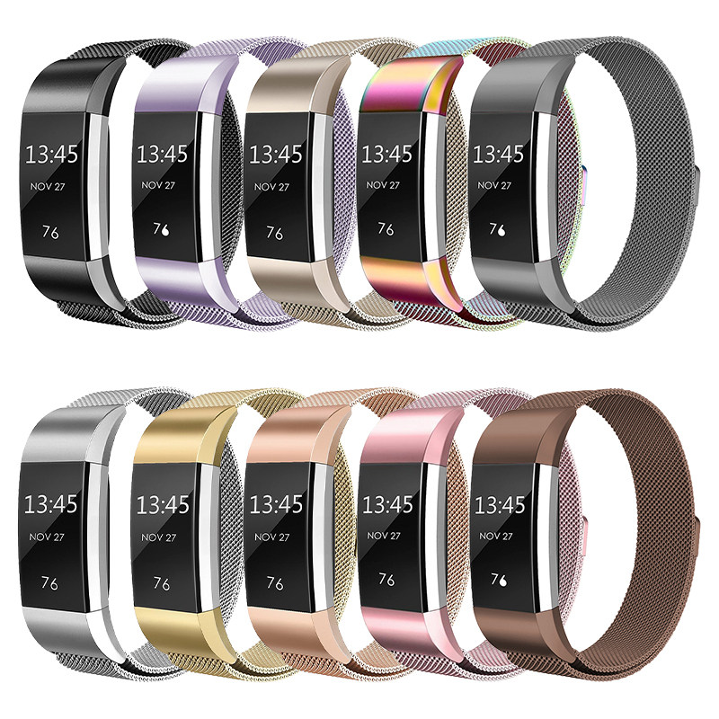 fitbit charge2/3/4智能手环米兰尼斯腕带不锈钢运动手表替换表带
