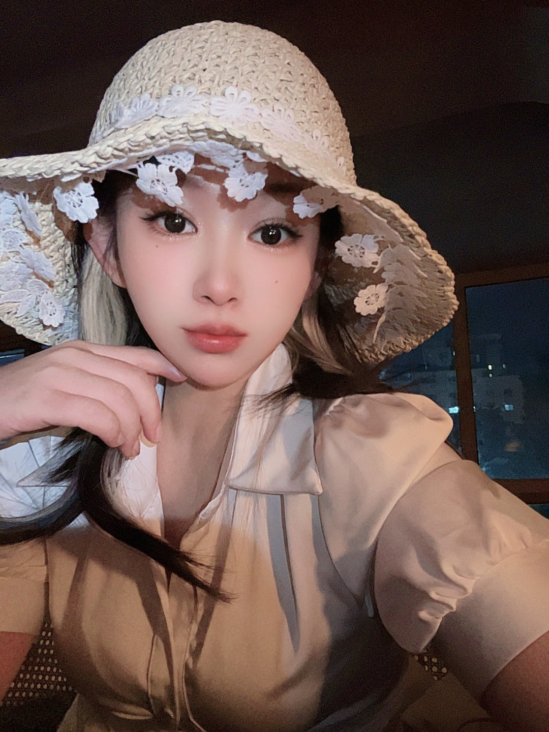 【Viola薇欧拉】新款法式编织花朵草帽遮阳沙滩度假韩系小清新女