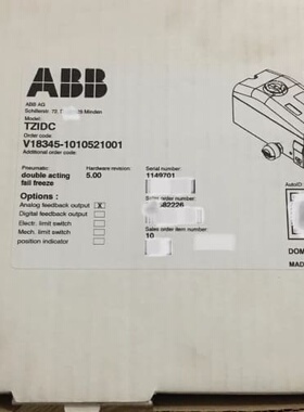 新款原装ABB阀门定位器双作用521001--议价商品