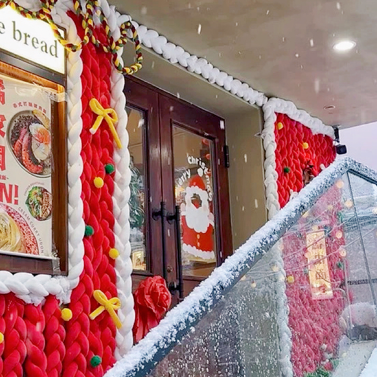 6cm超粗布条线圣诞树挂件圣诞老人麋鹿雪人场景布置道具橱窗美陈