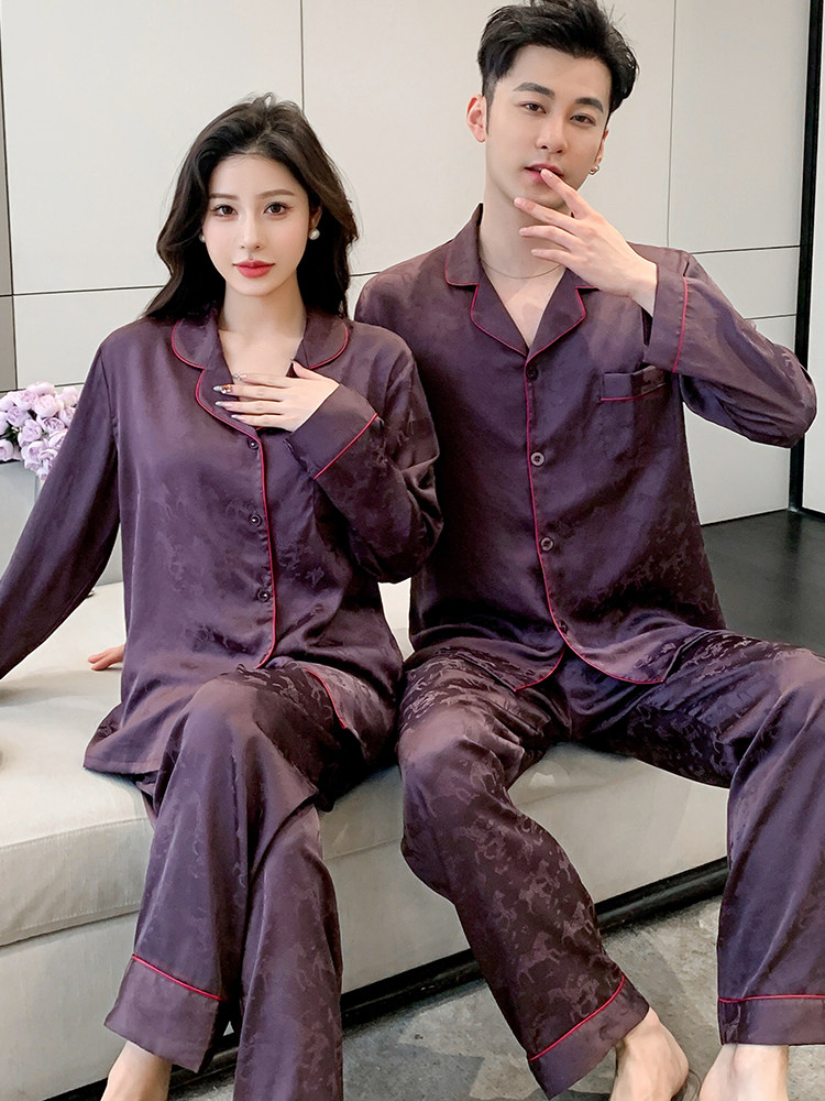 睡衣女春秋夏季丝绸冰丝家居服高级感套装2025年新款大码男款长袖