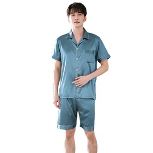 夏季冰丝男士睡衣短袖薄款2026年新款青年夏天丝绸家居服凉感套装