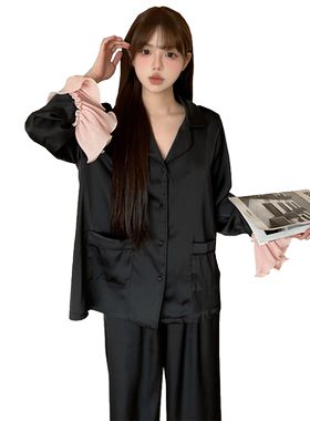 女士冰丝绸夏款家居服睡衣套装