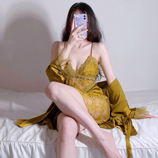 凉感女士吊带睡裙薄款 春夏季 冰丝家居服火辣纯欲风丝绸睡衣两件套