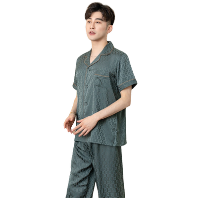 男士夏季家居服丝绸睡衣乐姿梦