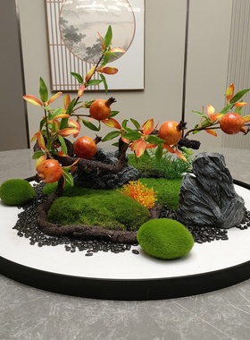 餐桌中间摆花桌摆饰品摆台电动转盘花摆花装高端饭店餐厅微缩景观