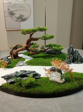 餐桌中间摆花电动转盘花装饰品高端饭店餐厅会所别墅真松树桌芯