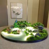 餐桌中间摆花灯光喷雾化桌摆转盘花摆圆桌芯装 饰酒店饭店餐厅饭桌