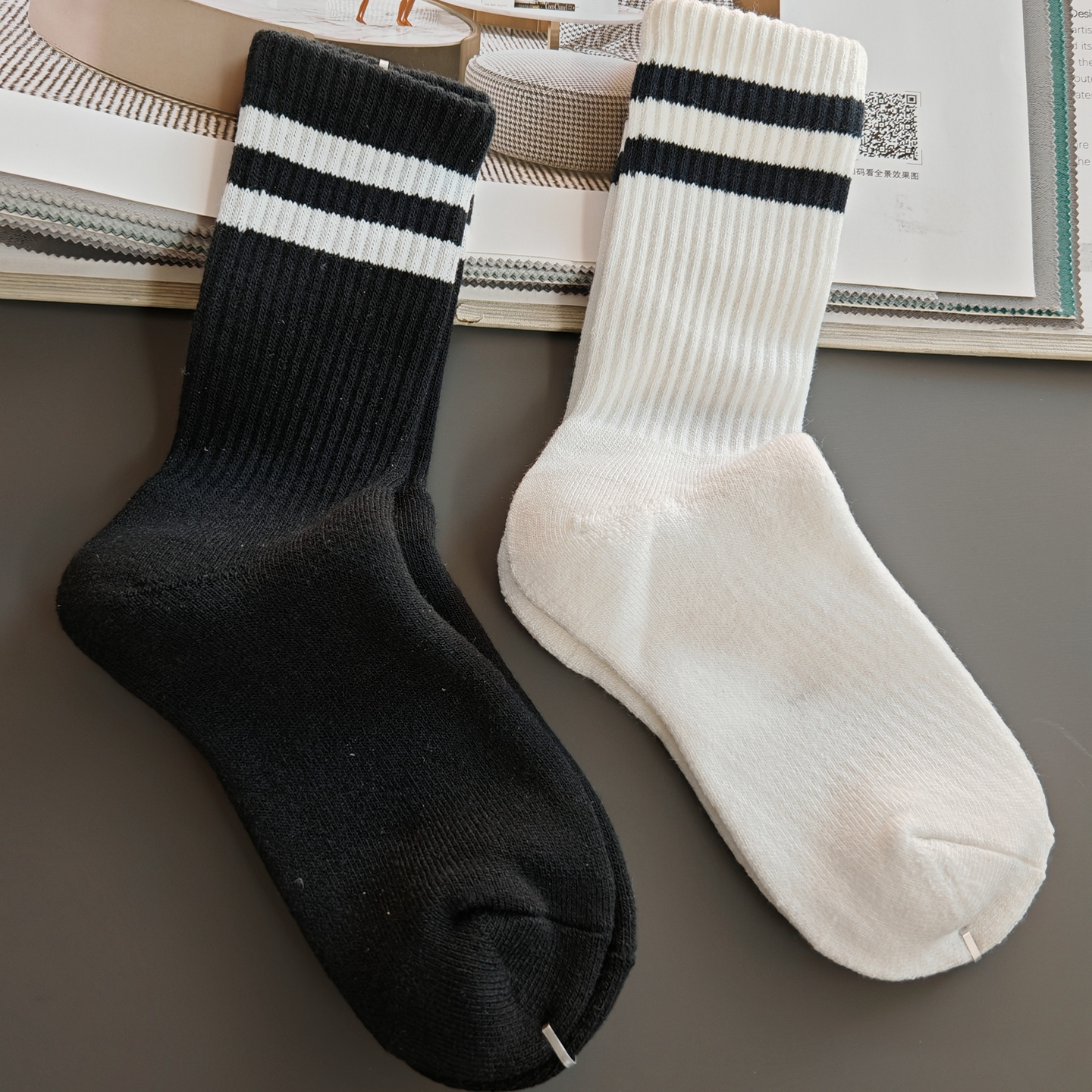 外贸现代舞袜保暖加厚羊毛条纹
