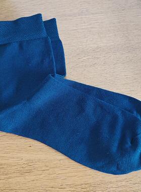 外贸出口男士丝光棉休闲短袜深蓝色无骨缝头对目日本四季穿