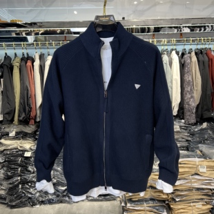 实体秋季高级感简约立领针织开衫男美式潮流轻奢宽松痞帅毛衣外套