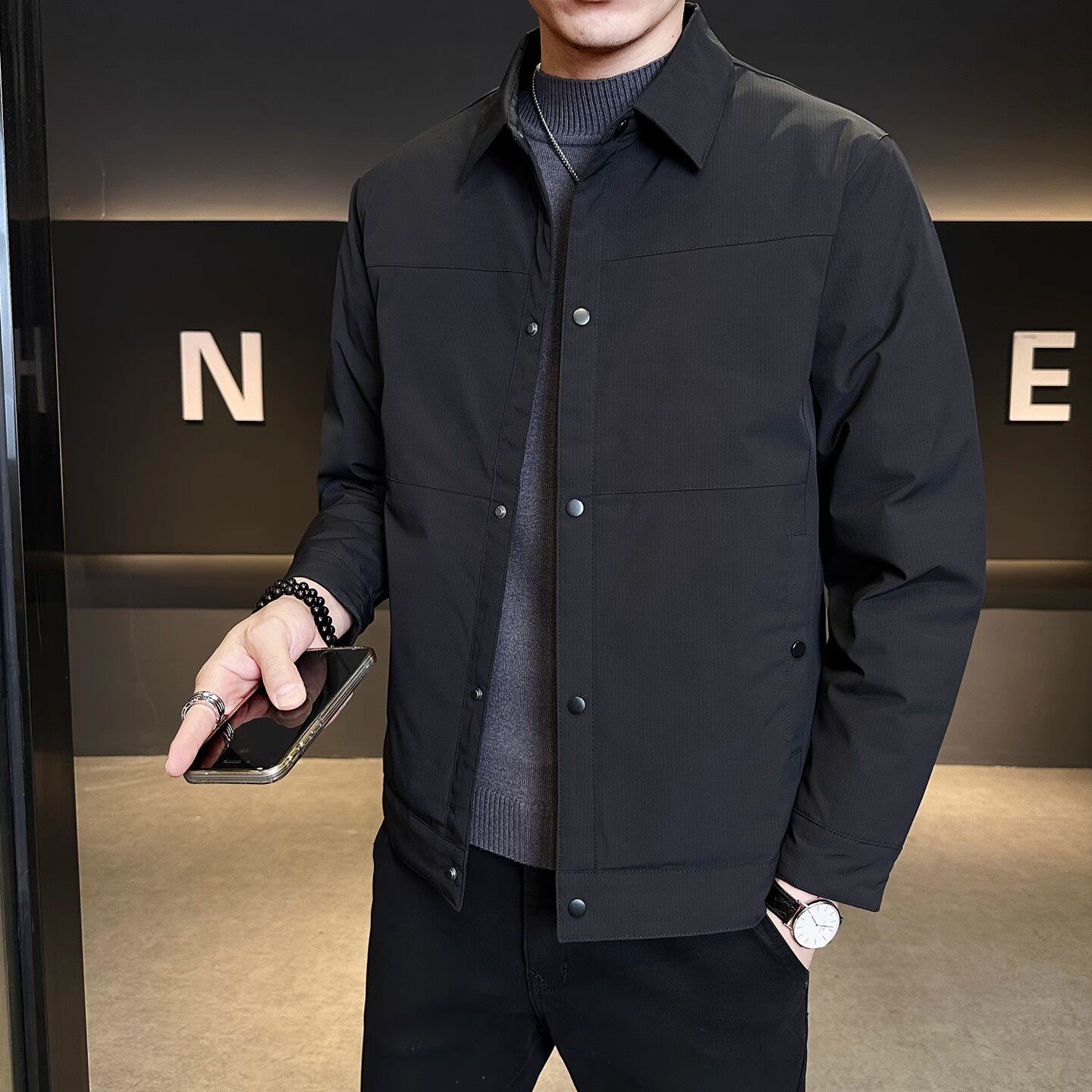 轻薄羽绒服男秋冬季潮牌2025年新款修身短款工装鸭绒外套潮流