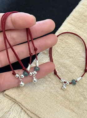 ins风红绳锦鲤小银鱼铃铛手绳情侣手链考研上岸幸运学生礼物手串