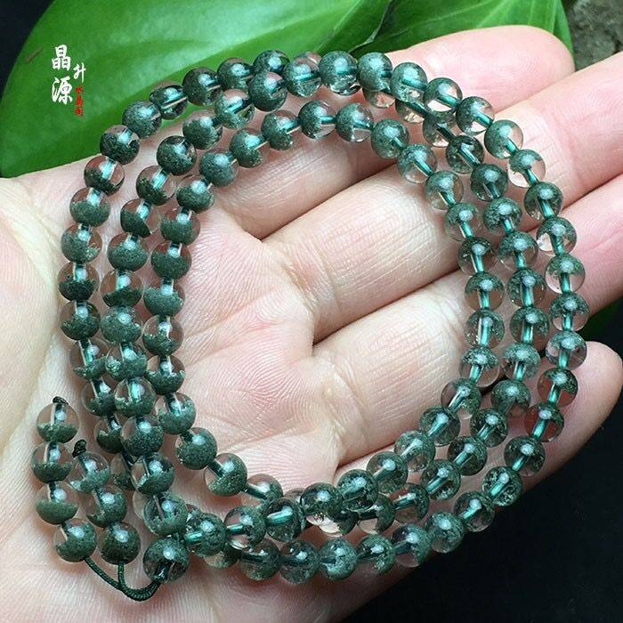 天然绿幽灵聚宝盆手链三圈多圈佛珠水晶手串吊坠绳男女款送礼