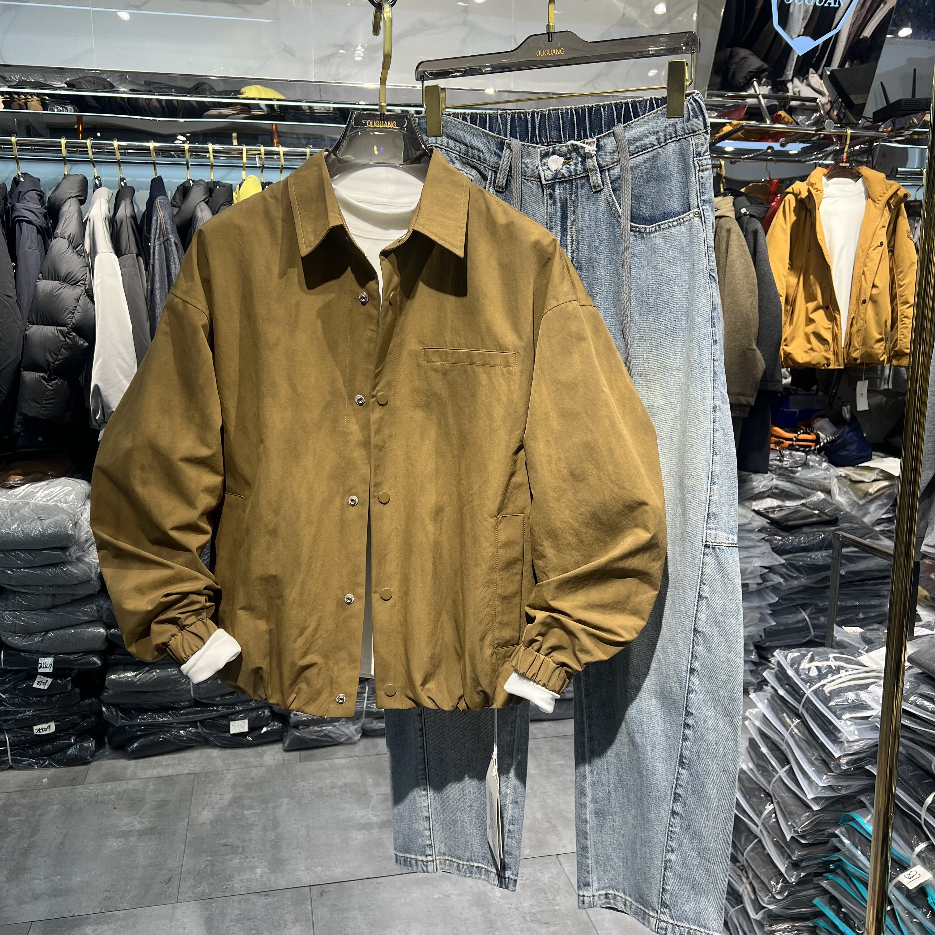 实体商场春季男高级感复古翻领工装外套美式户外宽松痞帅通勤夹克