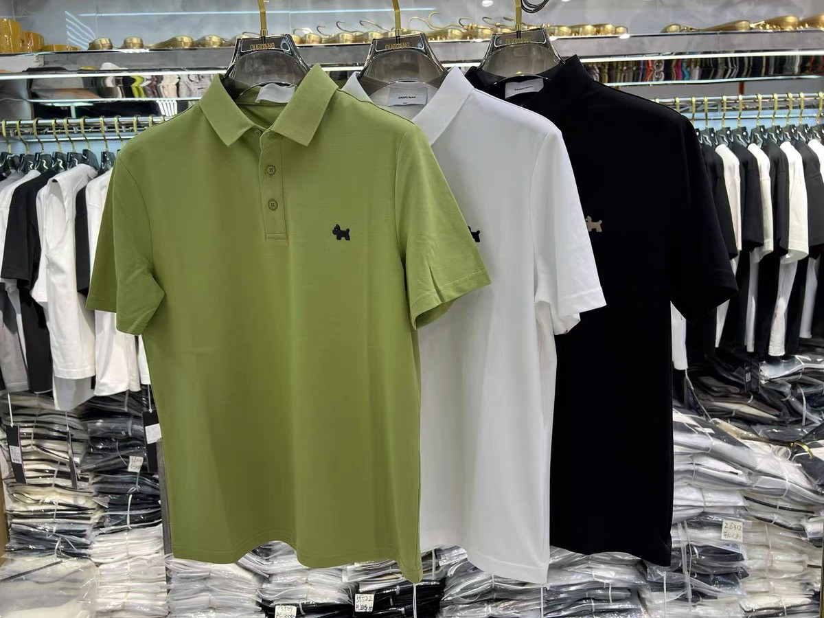 男士翻领T恤简约小狗刺绣卡通短袖polo衫夏季新款高级感商务休闲