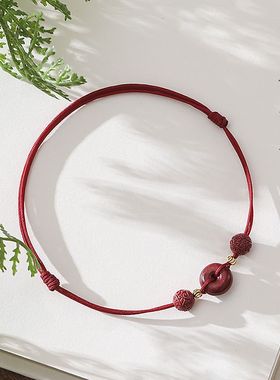 朱砂平安扣红绳手链男女本命年编织好运护身符脚链吉祥平安手绳