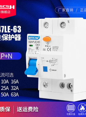 DZ47LE-63漏电保护断路器1P+N家用小型空开C45单相空气开关10-63A