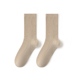 袜子女春秋款中筒袜美拉德色系棉袜长袜搭配勃肯鞋女士棕色堆堆袜