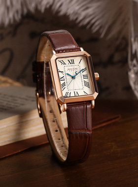 聚利时手表女款小众轻奢复古方表腕表女士高级小手表新年礼物1286