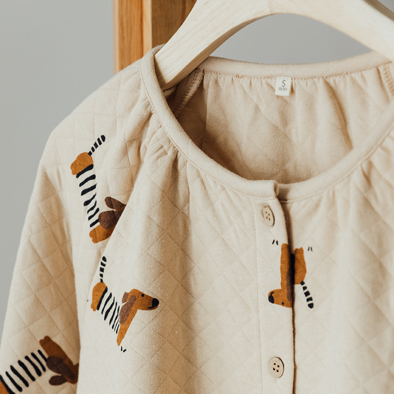 日系新款女士睡衣空气棉夹层纯棉加厚长袖秋冬季套装加大码家居服