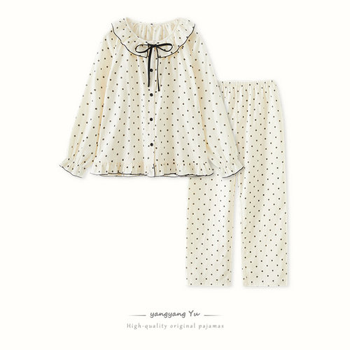 2026春季新款娃娃领睡衣春季纯棉纱布长袖套装全棉少女家居服INS