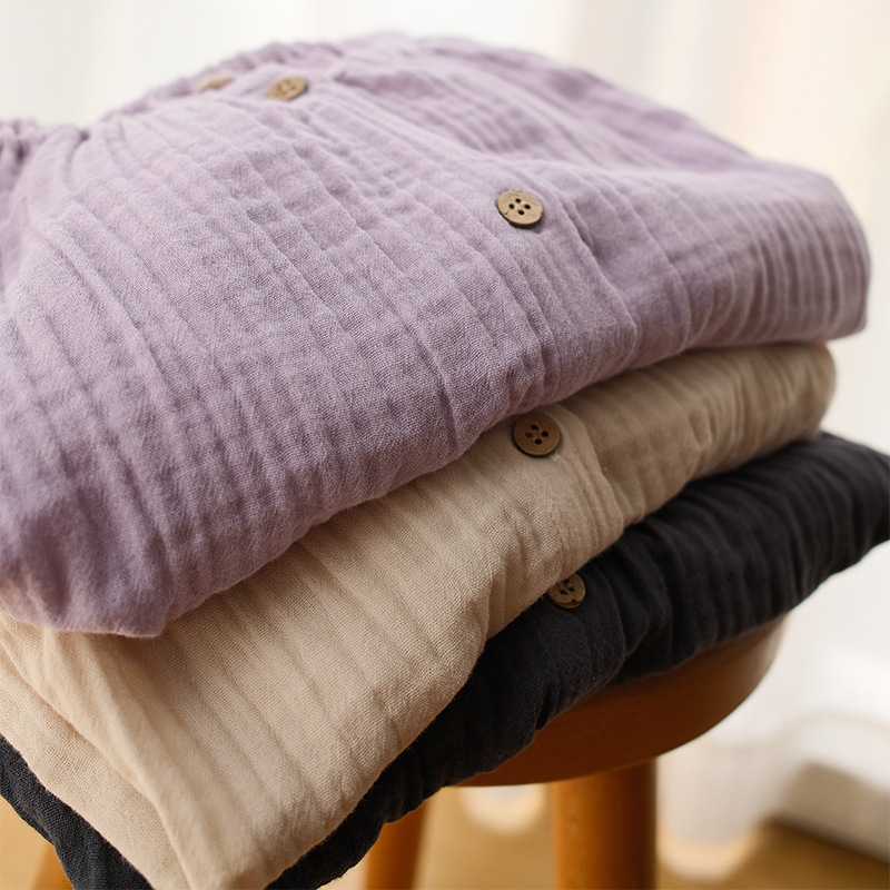 日系两件套睡衣女春秋季2025新款纯棉纱布长袖套装全棉皱纱家居服