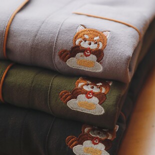 女春秋款 宽松家居服套装 加大码 男士 秋季 2026绒布情侣睡衣纯棉长袖