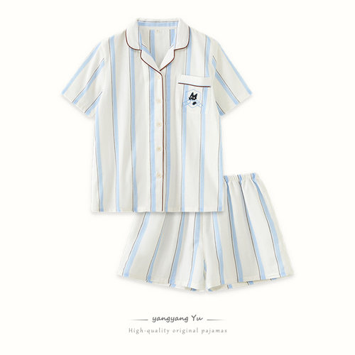 2026情侣睡衣女夏季2026新款纯棉套装男士短袖短裤野兽家居服