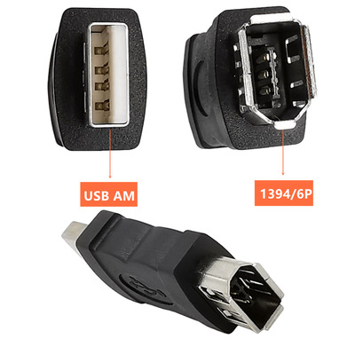 FireWire 400 1394 转接头 USB2.0公 AM转1394 6P母转换头
