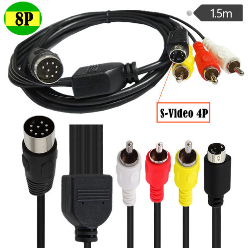 一分四大DIN8Pin公转mini DIN 4P(s-video）3RCA公莲花老式音视频