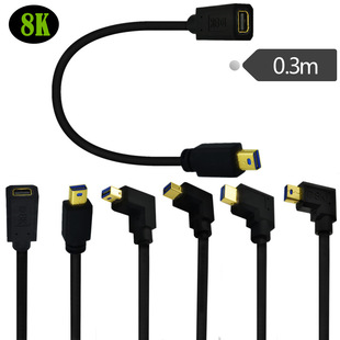 镀金1.4版Mini DP公对母延长线8K 弯头迷你DisplayPort高清线