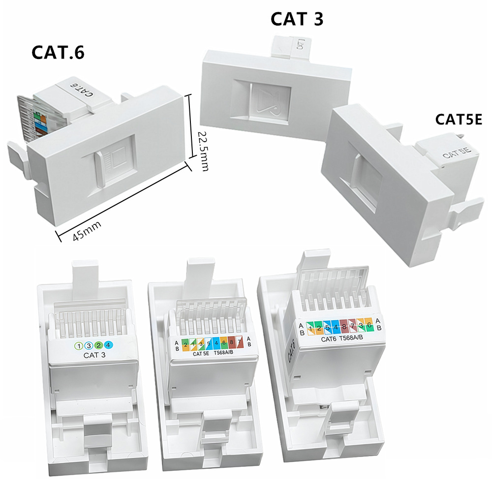 45型cat6 cat5e 五类六类电脑网络插座电话模块rj45网线模块128型
