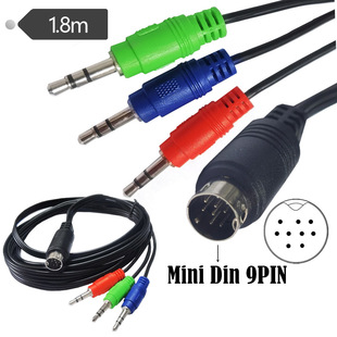 红绿蓝音频线mini 迷你DIN din DC3.5mm 9pi转3 9P连接线MINI DIN