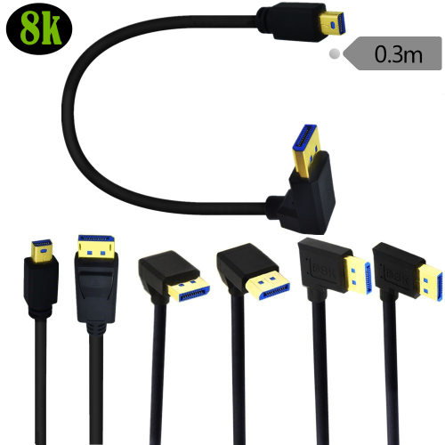8K 60hz mini Displayport转dp弯头90度线公公显卡接显示器线1.4v
