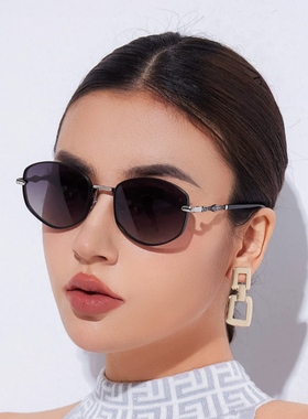 新墨镜女克罗椭圆形框遮阳镜个性防紫外线偏光眼镜中大号太阳镜