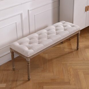 美式 凳做旧床尾凳实木雕花长凳卧室试衣间凳沙发凳原木钢琴凳 换鞋