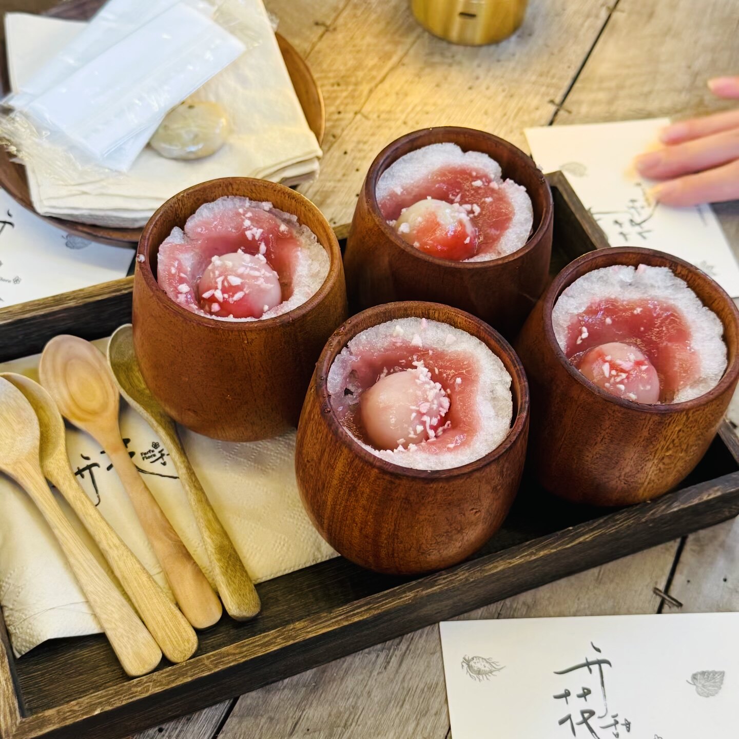 原木风酸枣木甜品杯下午茶咖啡店冰汤圆容器复古做旧木质托盘套装