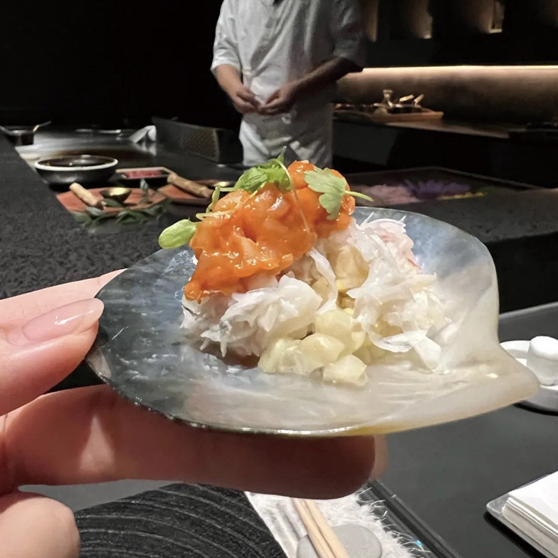 创意位餐具日式上高档鱼子酱天然刺身贝壳西餐料理碟法式分子