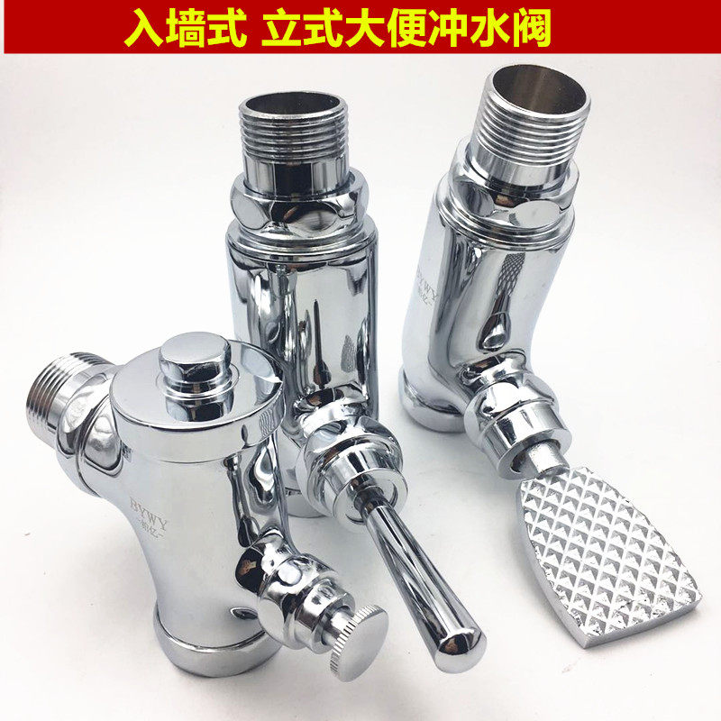 全铜按钮式入墙式延时大便冲水阀 立式蹲坑自闭冲水器 手按脚踏式