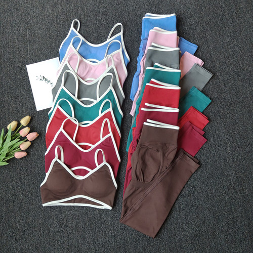 欧美蜜桃臀瑜伽套装女撞色套装