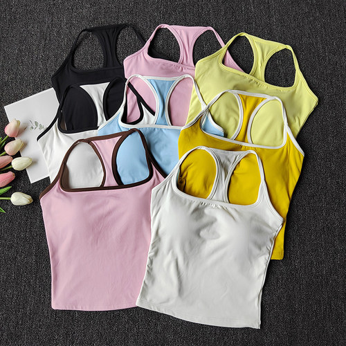 一体杯工字背心透气收副乳瑜伽服