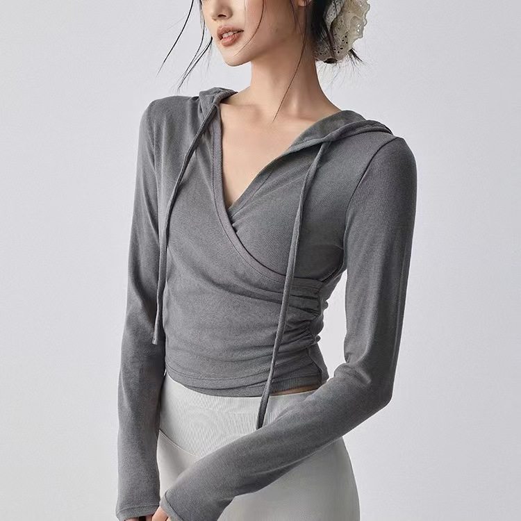 2026新款连帽瑜伽服女速干显瘦跑步普拉提运动长袖T恤训练健身衣